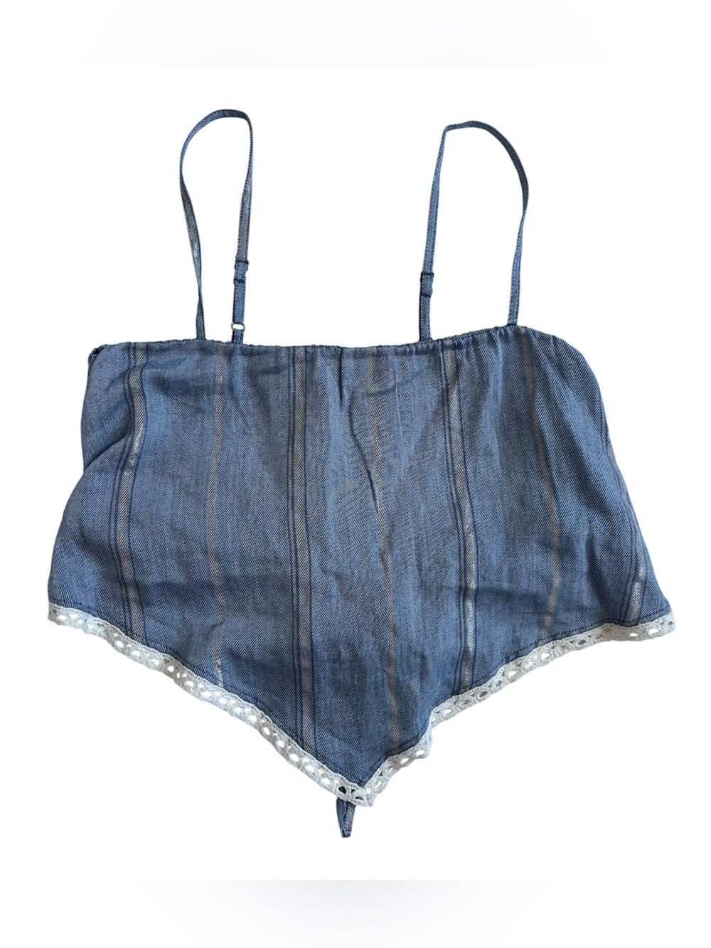 Surf Gypsy Blue Denim-Style Lace-Trim bandana style
